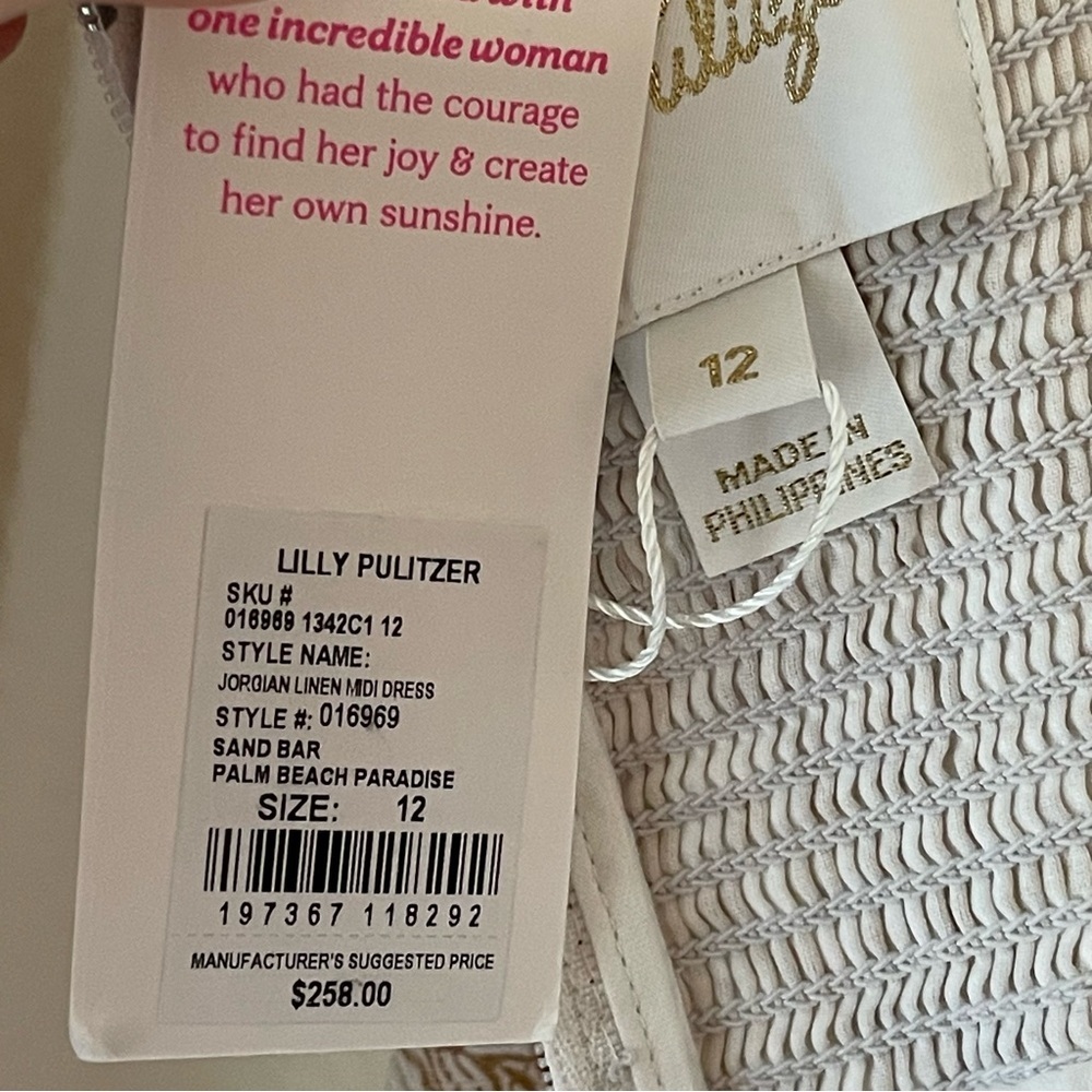 Lilly Pulitzer Jorgian Linen Midi Dress Palm Beach Paradise Size 12 - Picture 8 of 13